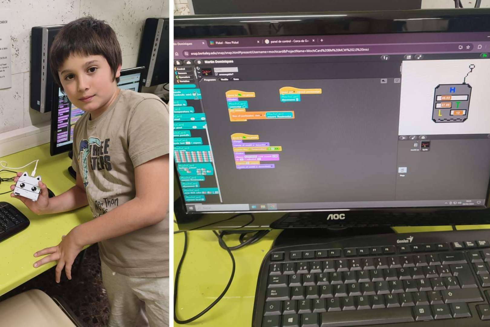 Alumnos de un colegio de Barcelona programan una estación meteorológica usando MochiCard