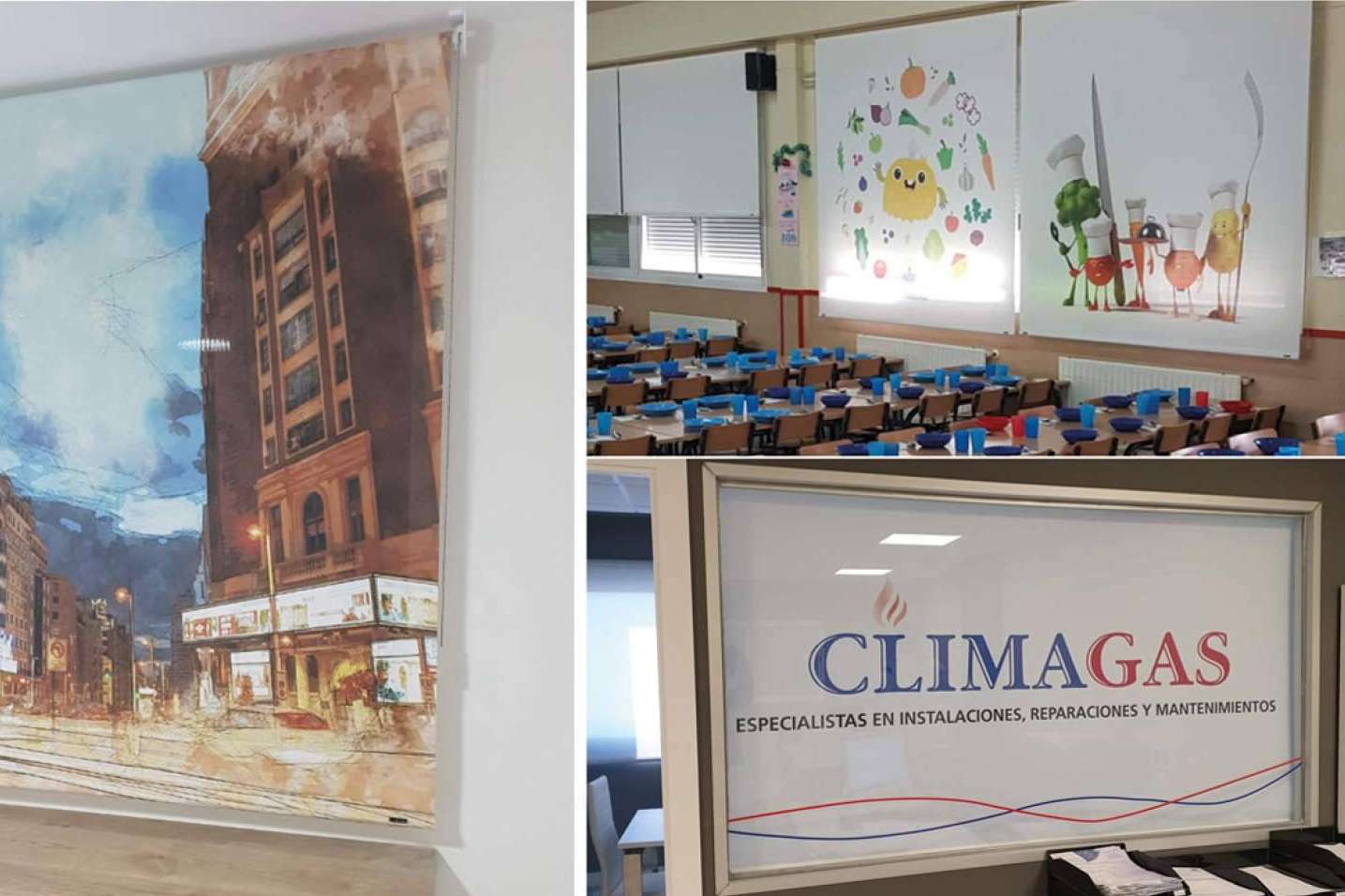Cortinas a medida y estores enrollables personalizados para reforzar el branding de una empresa, con Office Deco