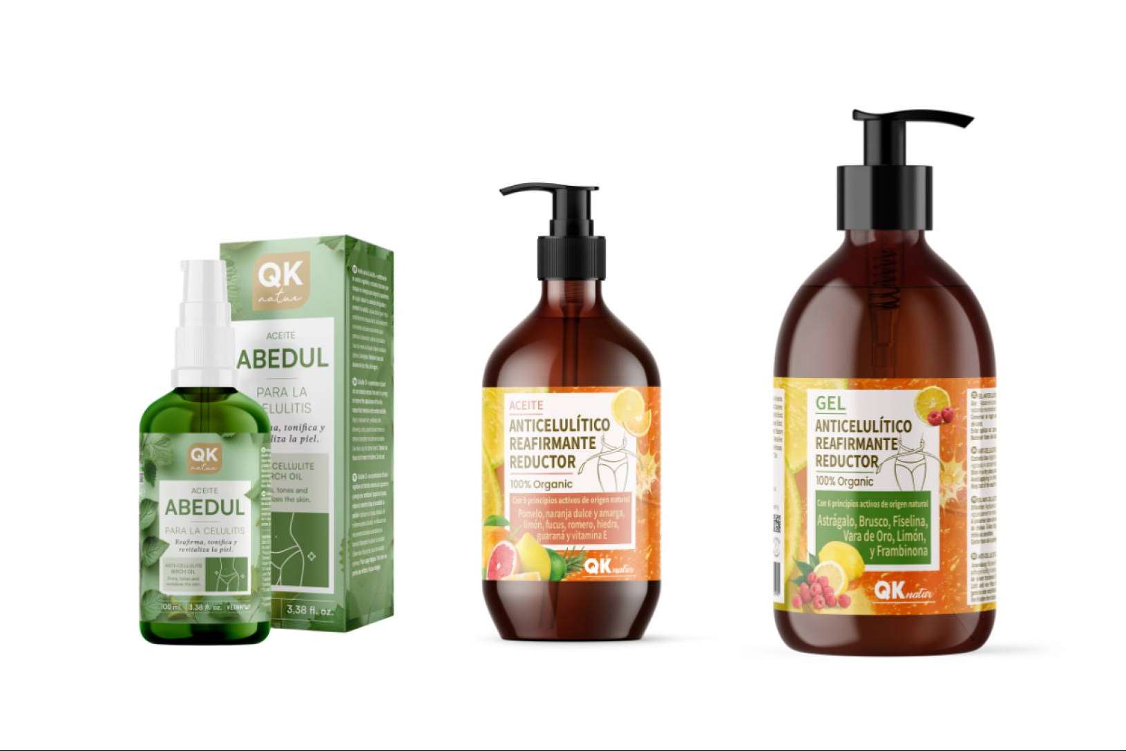 La acción reductora y reafirmante de los productos QKnatur se basa en principios activos de origen vegetal