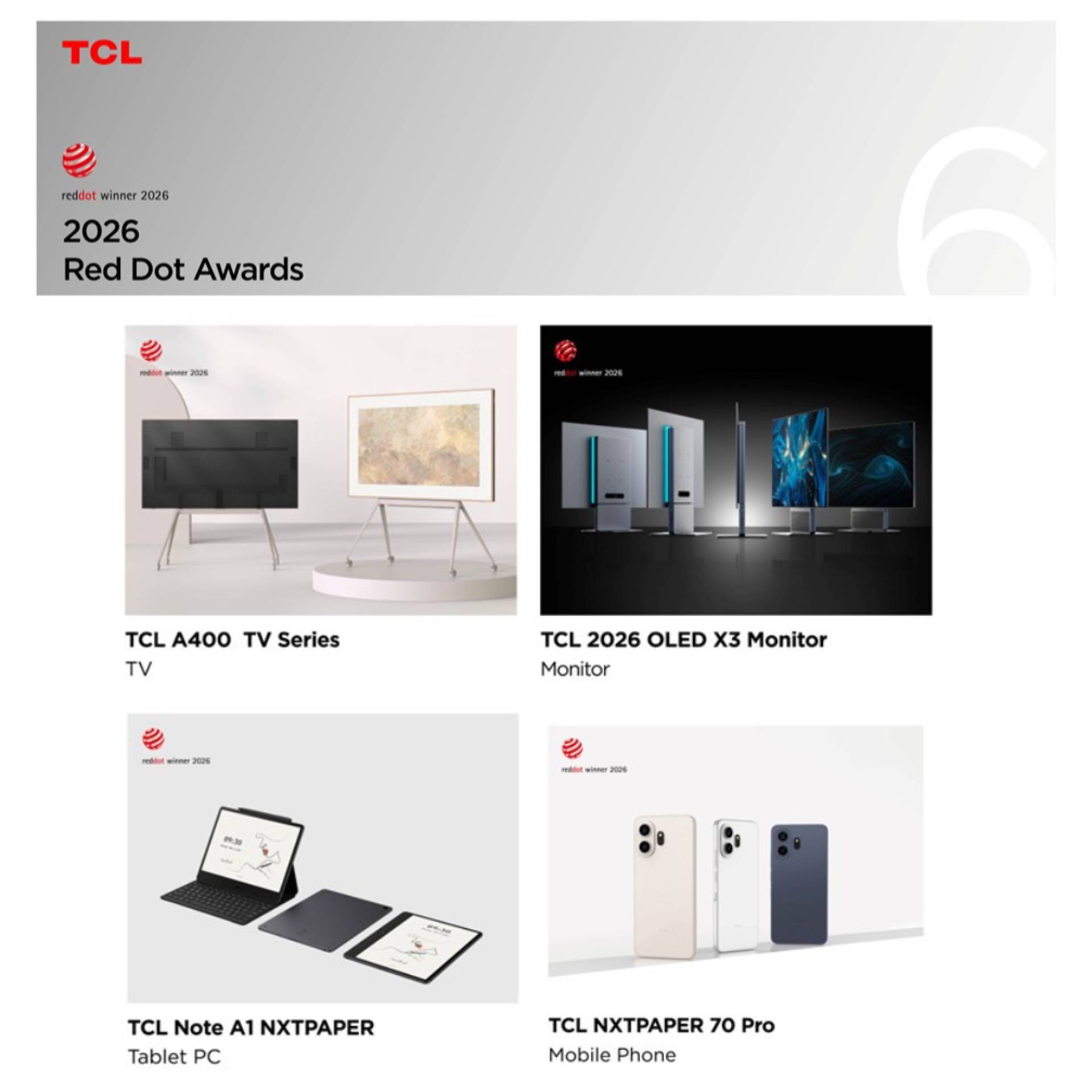 TCL se corona en el diseño internacional con 11 galardones en los premios iF Design Awards y Red Dot Design